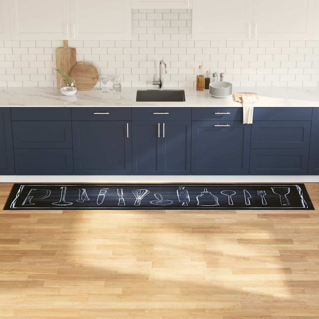 Kitchen Mat Toile Black 300 x 60 cm Velvet