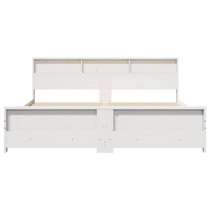 Bed Frame with Headboard White 200 x 200 cm Solid pine wood