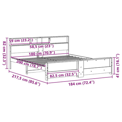Bed Frame with Headboard Wax brown 180 x 200 cm Solid pine wood