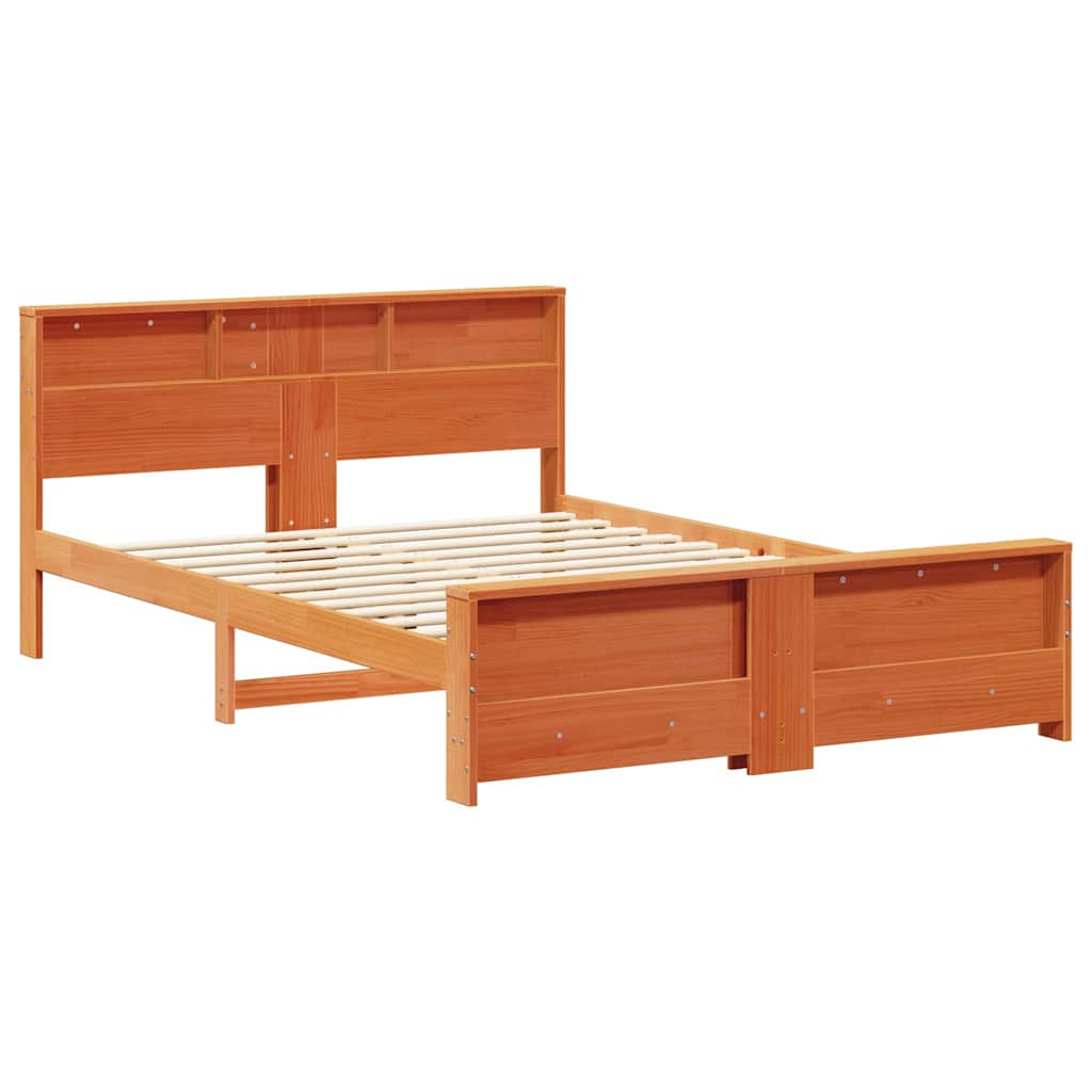 Bed Frame with Headboard Wax brown 160 x 200 cm Solid pine wood