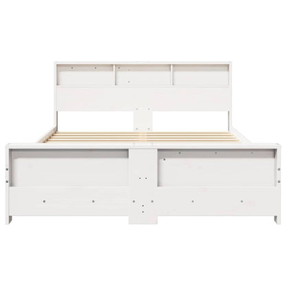 Bed Frame with Headboard White 150 x 200 cm Solid pine wood