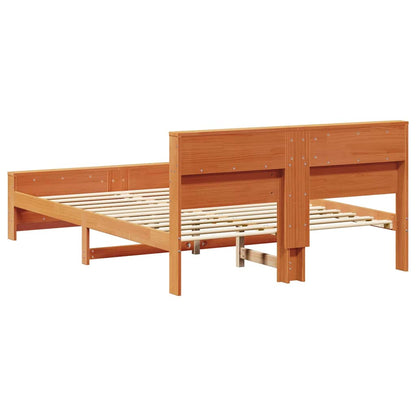 Bed Frame with Headboard Wax brown 150 x 200 cm Solid pine wood
