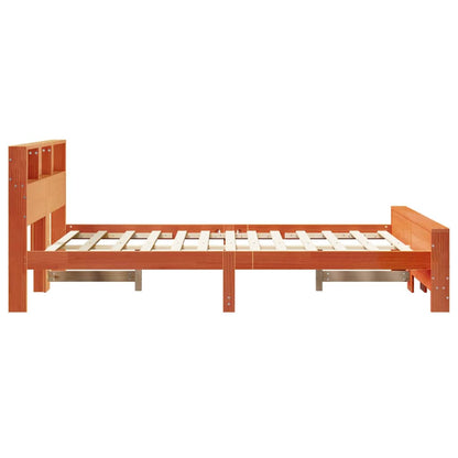 Bed Frame with Headboard Wax brown 150 x 200 cm Solid pine wood