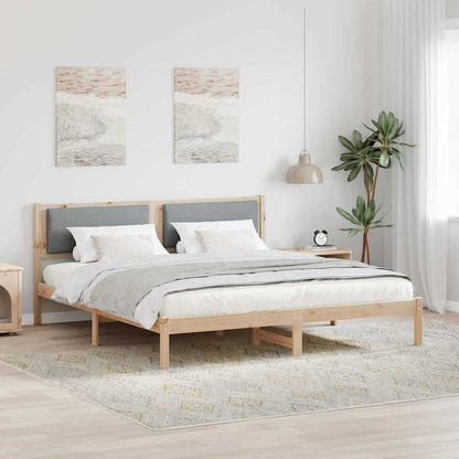 Bed Frame Light Grey 200 x 200 cm Solid Pine Wood