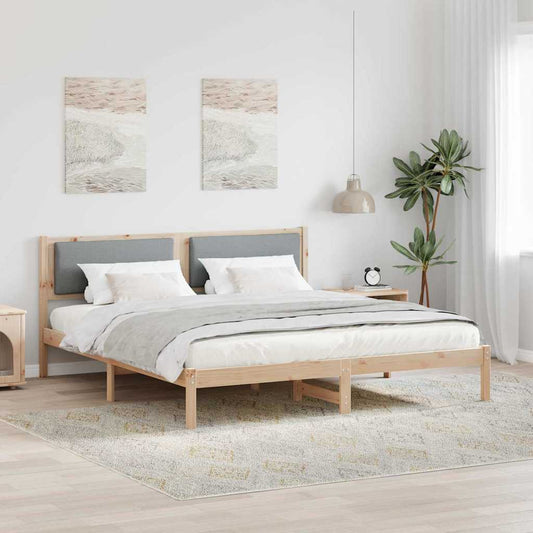 Bed Frame Light Grey 200 x 200 cm Solid Pine Wood