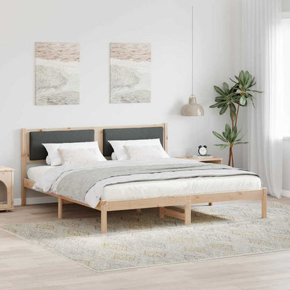 Bed Frame with Headboard Dark Grey 200 x 200 cm Solid Pine Wood