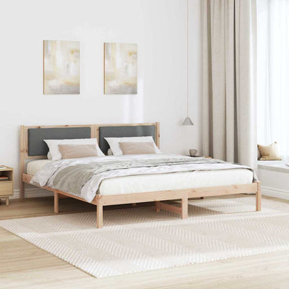Bed Frame with Headboard Dark Grey 200 x 200 cm Solid Pine Wood