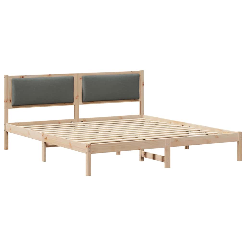 Bed Frame with Headboard Dark Grey 200 x 200 cm Solid Pine Wood