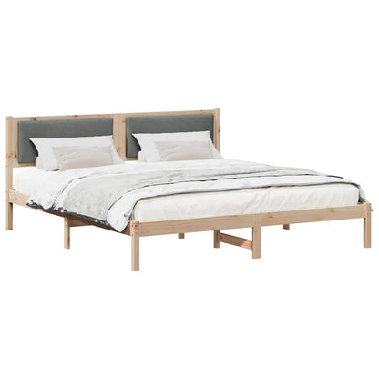 Bed Frame with Headboard Dark Grey 200 x 200 cm Solid Pine Wood