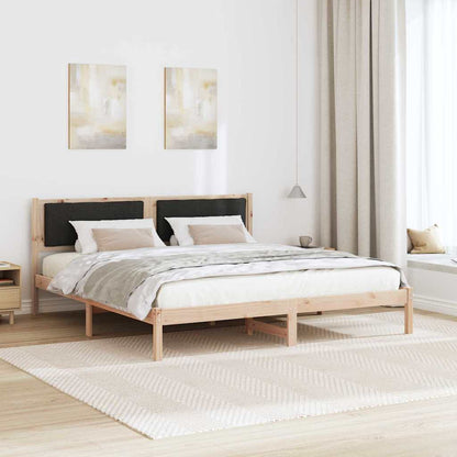 Bed Frame with Headboard Black 200 x 200 cm Solid Pine Wood