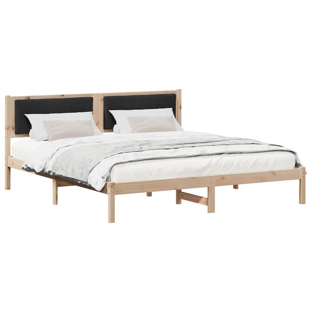 Bed Frame with Headboard Black 200 x 200 cm Solid Pine Wood