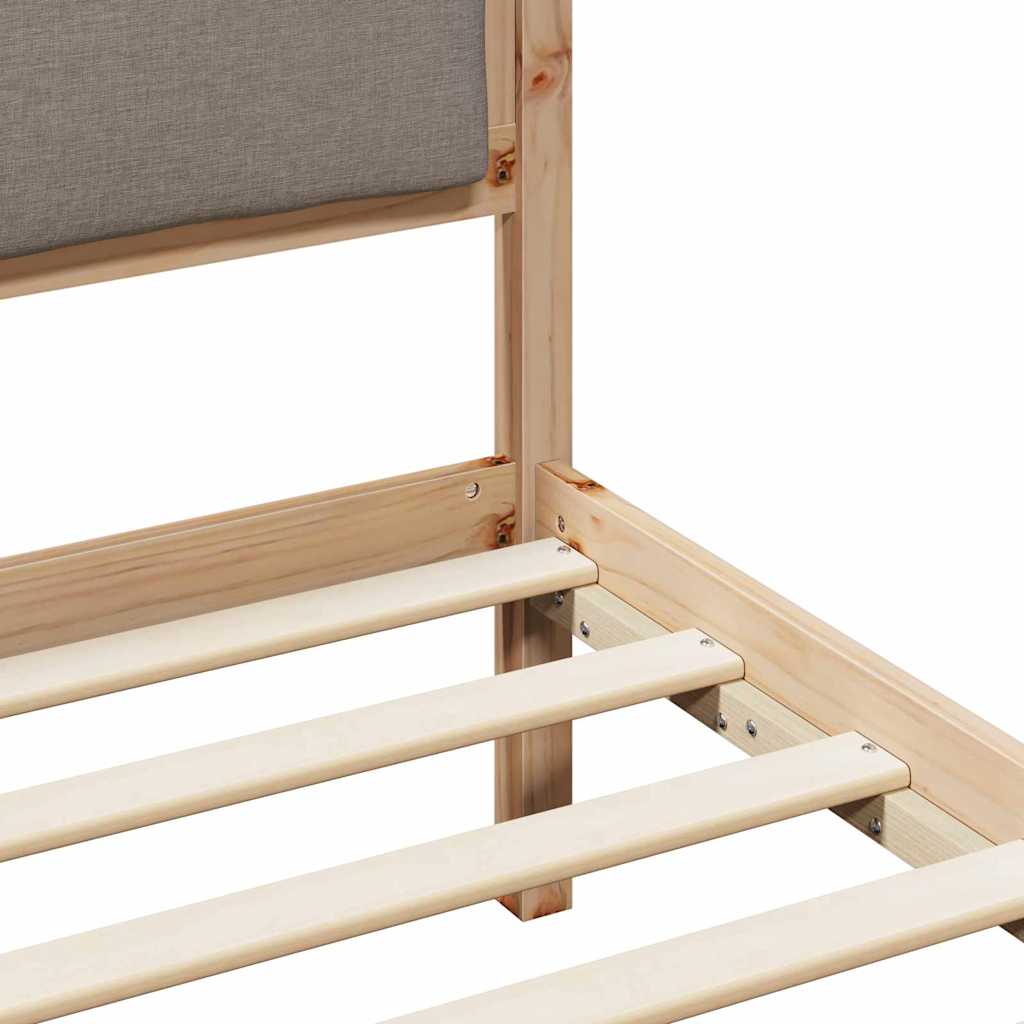 Bed Frame with Headboard Taupe 200 x 200 cm Solid Pine Wood