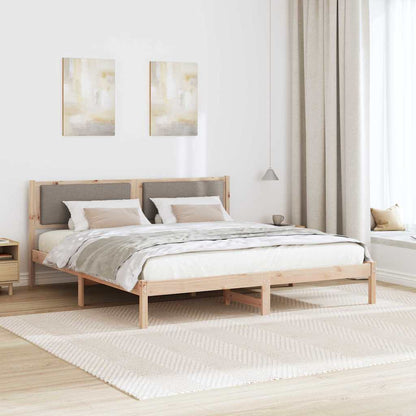 Bed Frame with Headboard Taupe 200 x 200 cm Solid Pine Wood