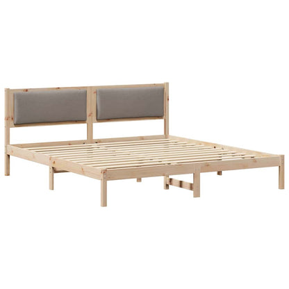 Bed Frame with Headboard Taupe 200 x 200 cm Solid Pine Wood