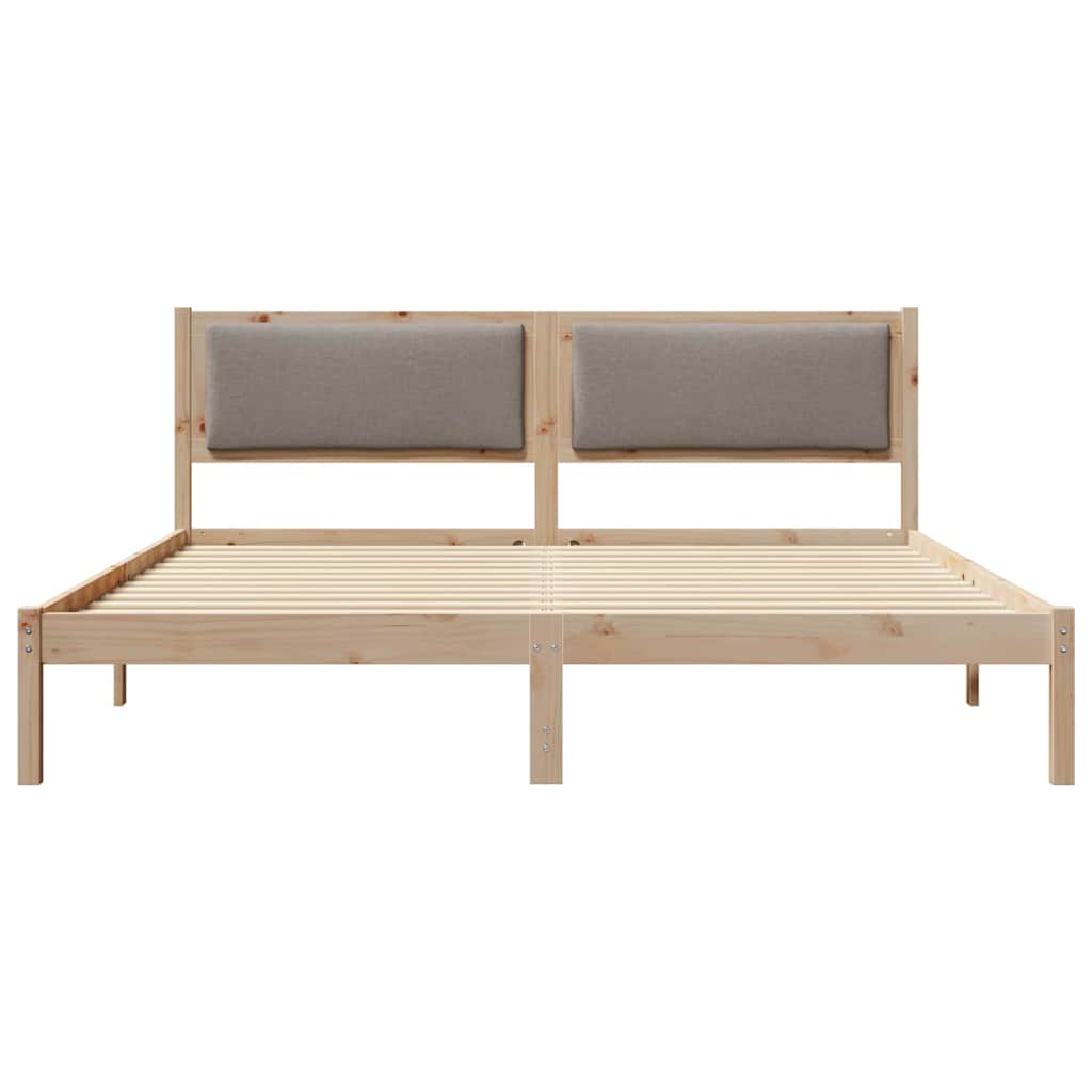Bed Frame with Headboard Taupe 200 x 200 cm Solid Pine Wood