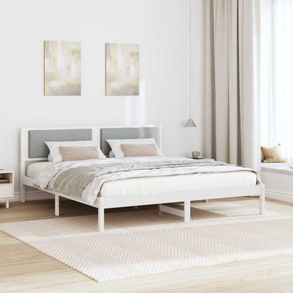 Bed Frame Light Grey 200 x 200 cm Solid Pine Wood