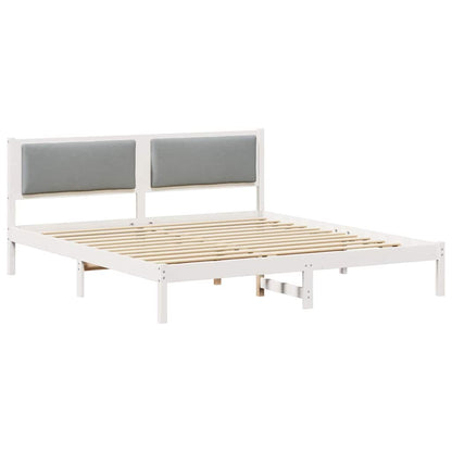 Bed Frame Light Grey 200 x 200 cm Solid Pine Wood