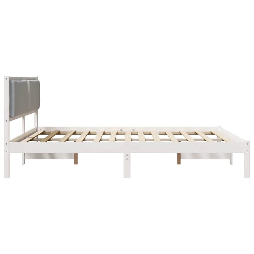 Bed Frame Light Grey 200 x 200 cm Solid Pine Wood