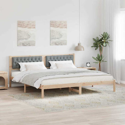 Bed Frame Light Grey 200 x 200 cm Solid Pine Wood
