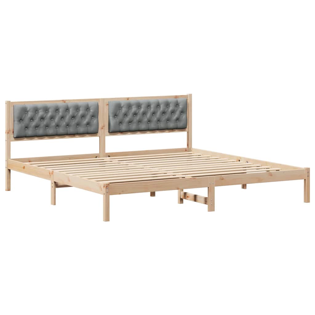 Bed Frame Light Grey 200 x 200 cm Solid Pine Wood