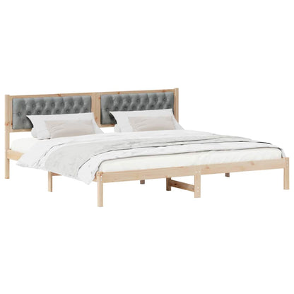 Bed Frame Light Grey 200 x 200 cm Solid Pine Wood