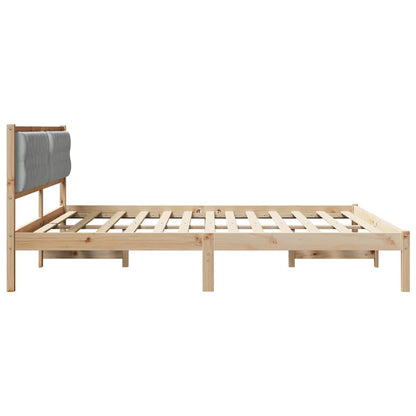 Bed Frame Light Grey 200 x 200 cm Solid Pine Wood