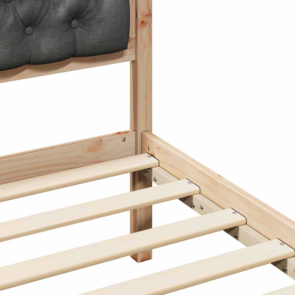 Bed Frame with Headboard Dark Grey 200 x 200 cm Solid Pine Wood