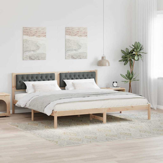 Bed Frame with Headboard Dark Grey 200 x 200 cm Solid Pine Wood
