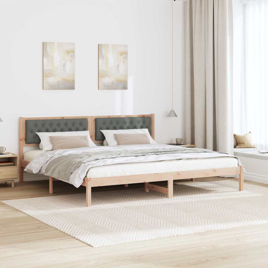 Bed Frame with Headboard Dark Grey 200 x 200 cm Solid Pine Wood