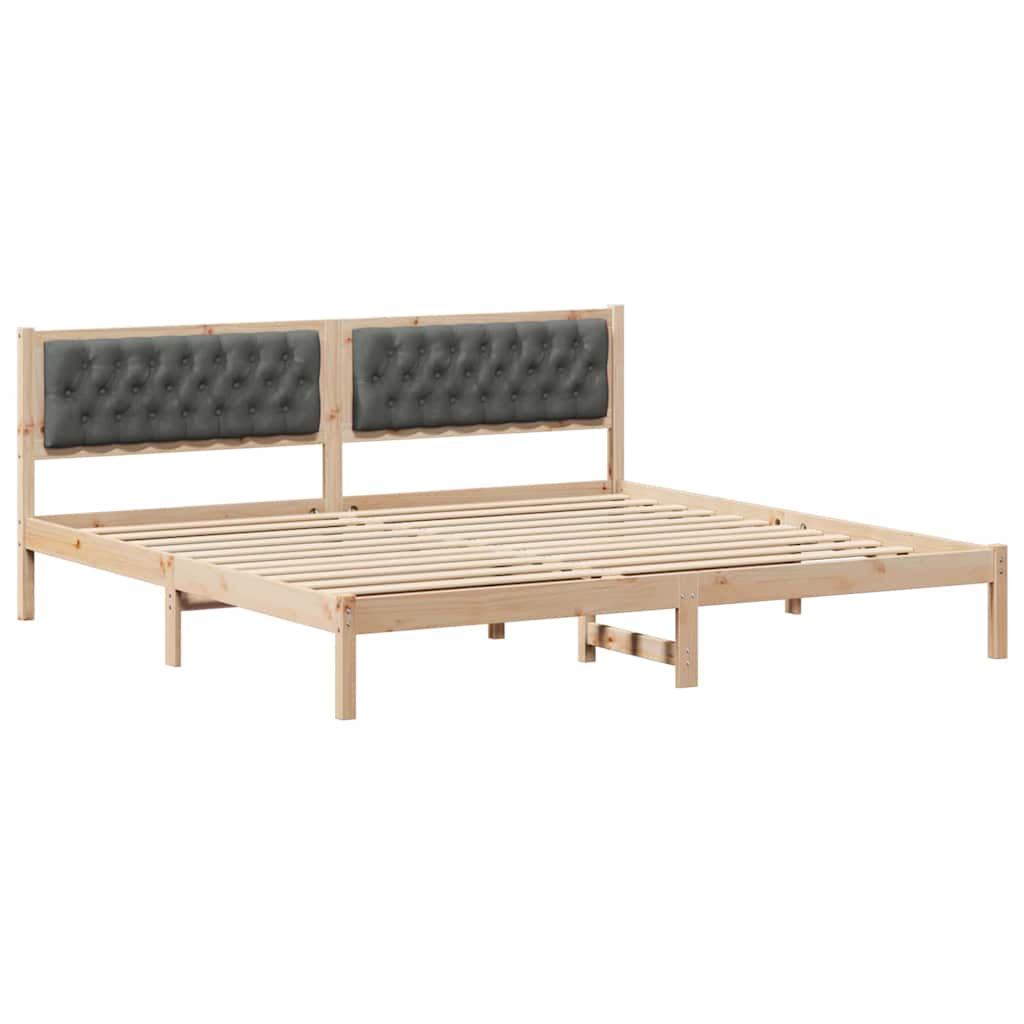 Bed Frame with Headboard Dark Grey 200 x 200 cm Solid Pine Wood