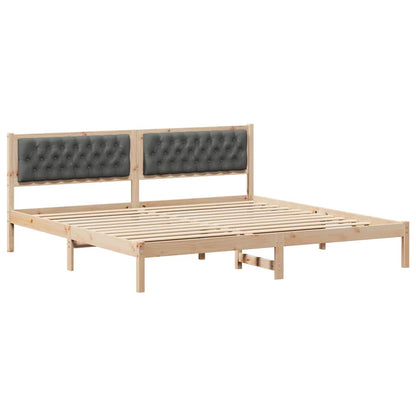 Bed Frame with Headboard Dark Grey 200 x 200 cm Solid Pine Wood