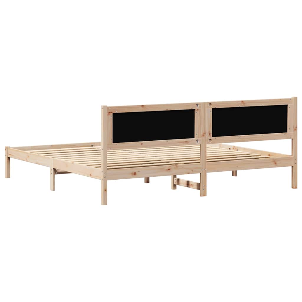 Bed Frame with Headboard Dark Grey 200 x 200 cm Solid Pine Wood