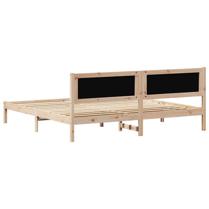 Bed Frame with Headboard Dark Grey 200 x 200 cm Solid Pine Wood