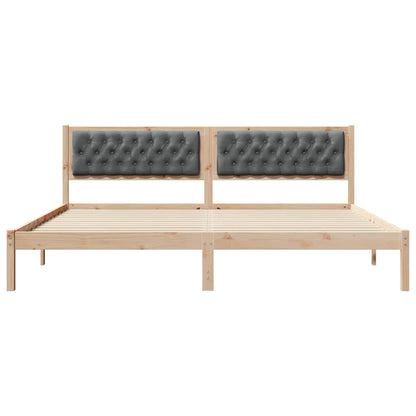 Bed Frame with Headboard Dark Grey 200 x 200 cm Solid Pine Wood