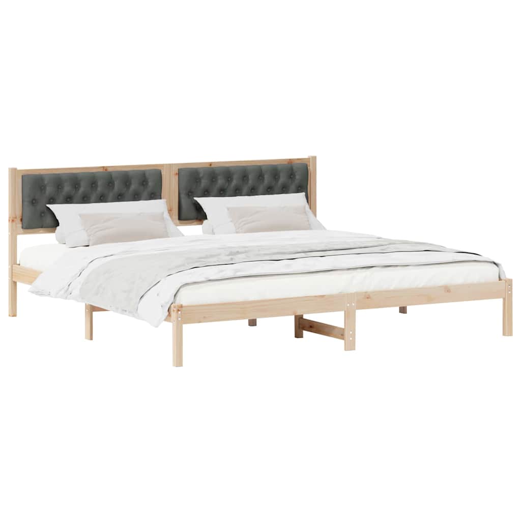 Bed Frame with Headboard Dark Grey 200 x 200 cm Solid Pine Wood