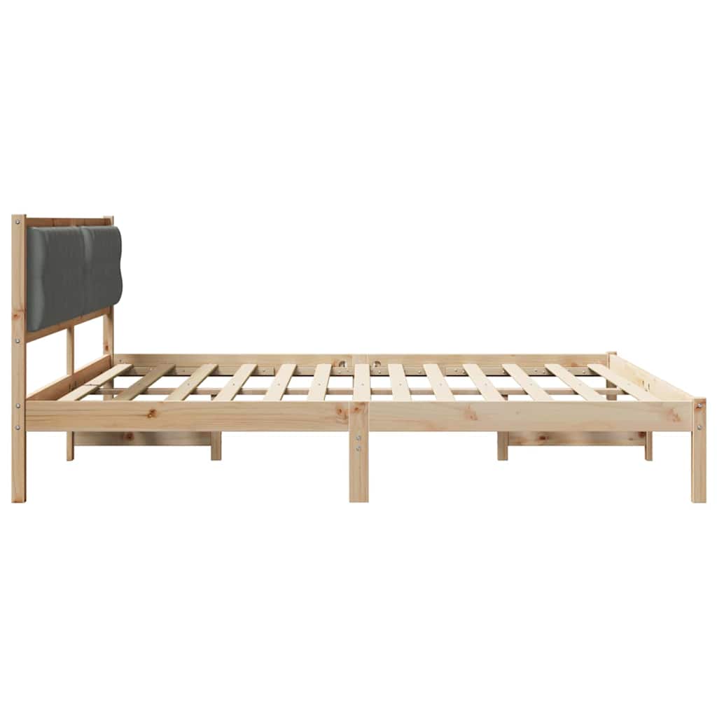 Bed Frame with Headboard Dark Grey 200 x 200 cm Solid Pine Wood