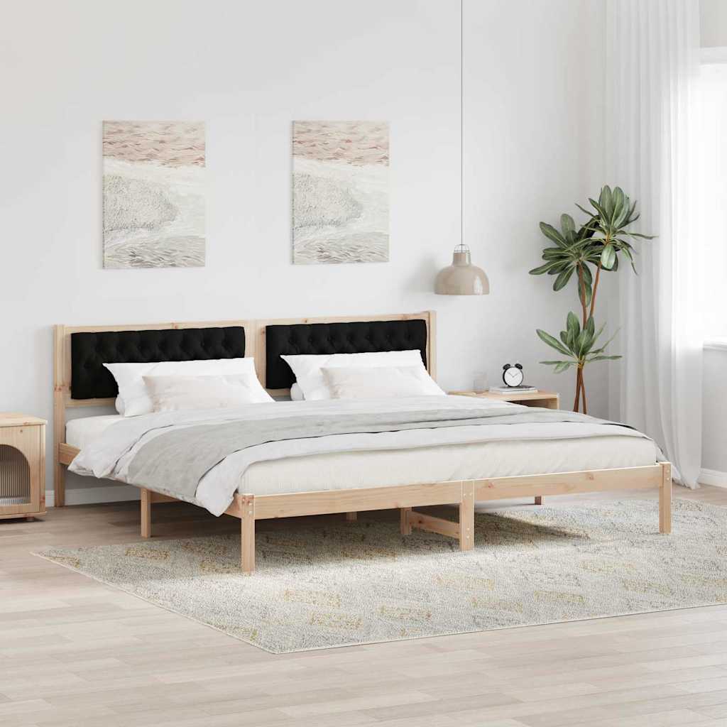 Bed Frame with Headboard Black 200 x 200 cm Solid Pine Wood
