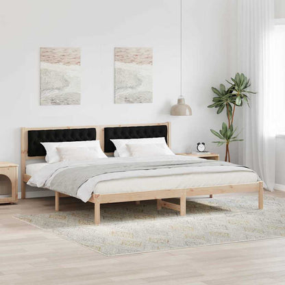 Bed Frame with Headboard Black 200 x 200 cm Solid Pine Wood