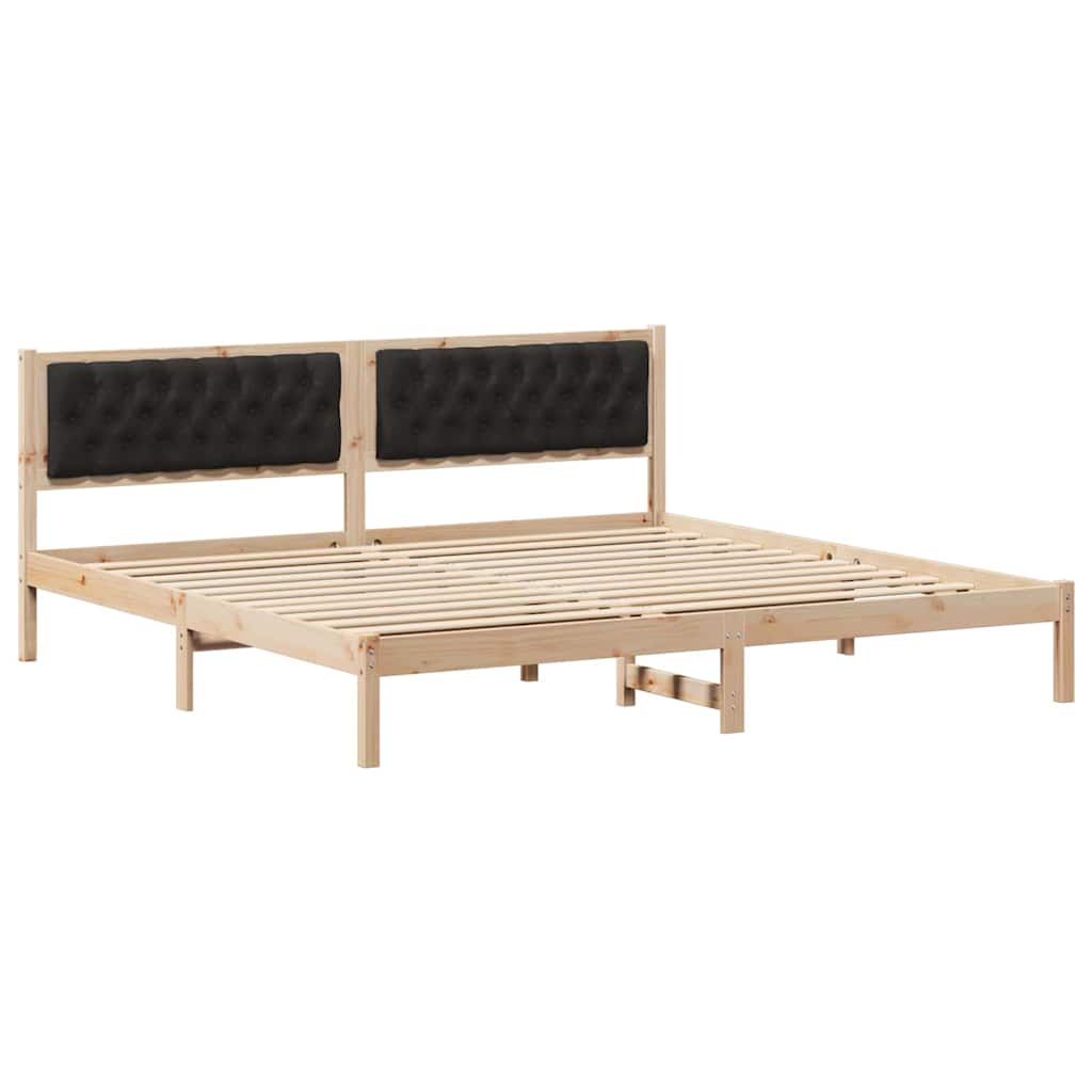 Bed Frame with Headboard Black 200 x 200 cm Solid Pine Wood