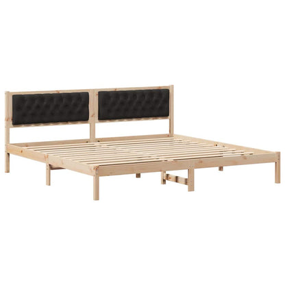 Bed Frame with Headboard Black 200 x 200 cm Solid Pine Wood