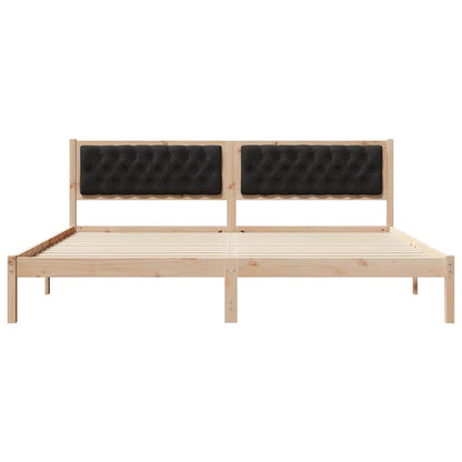 Bed Frame with Headboard Black 200 x 200 cm Solid Pine Wood