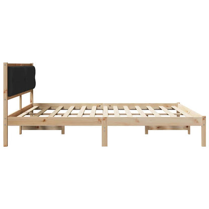 Bed Frame with Headboard Black 200 x 200 cm Solid Pine Wood