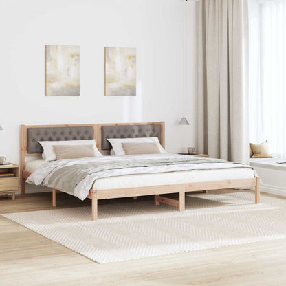 Bed Frame with Headboard Taupe 200 x 200 cm Solid Pine Wood