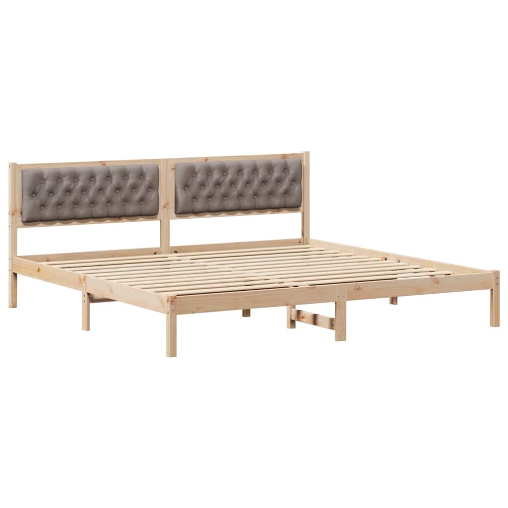 Bed Frame with Headboard Taupe 200 x 200 cm Solid Pine Wood