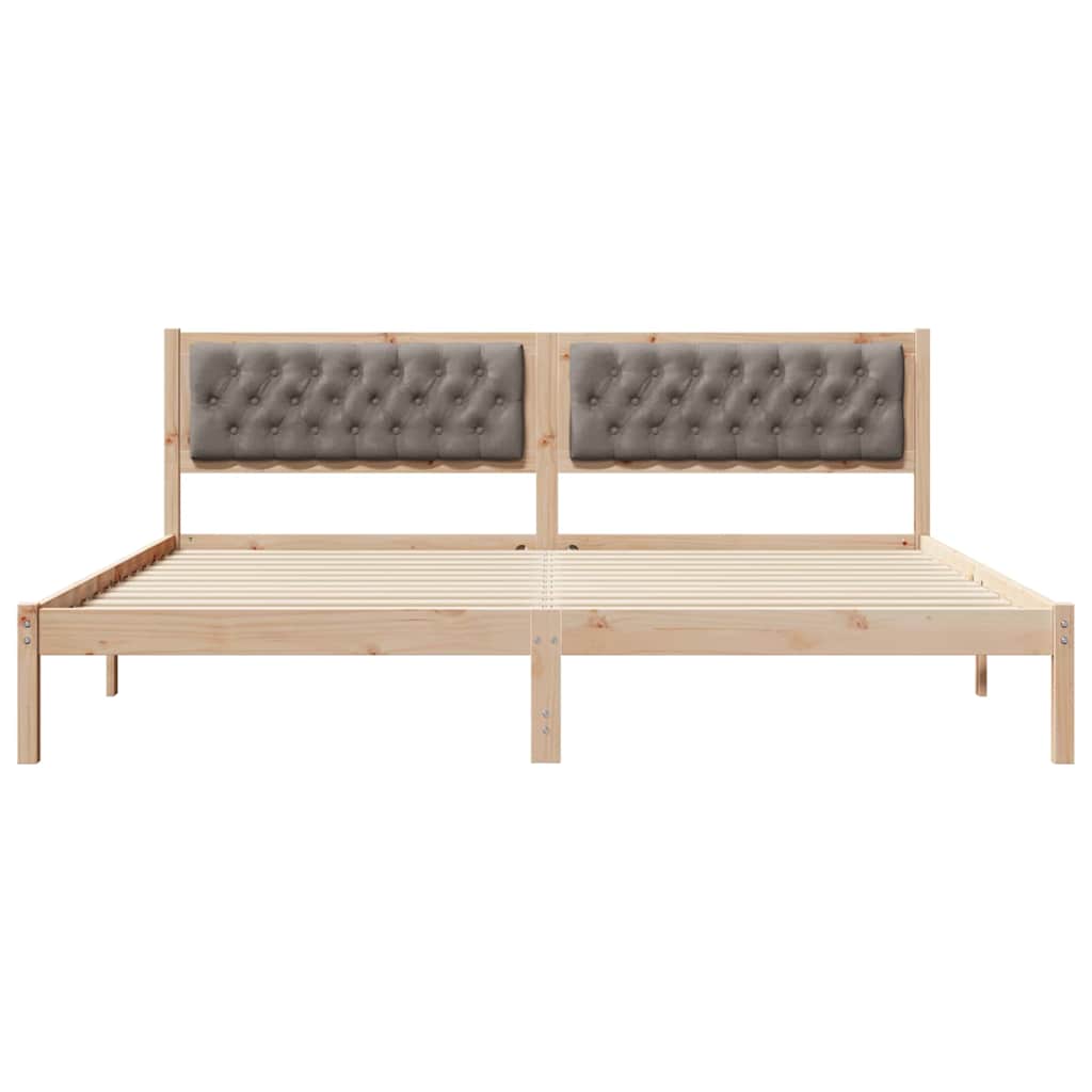 Bed Frame with Headboard Taupe 200 x 200 cm Solid Pine Wood