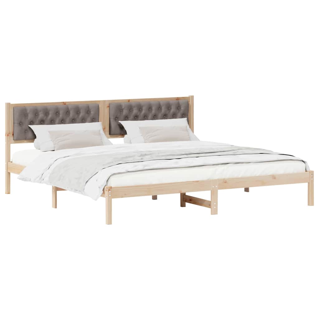 Bed Frame with Headboard Taupe 200 x 200 cm Solid Pine Wood