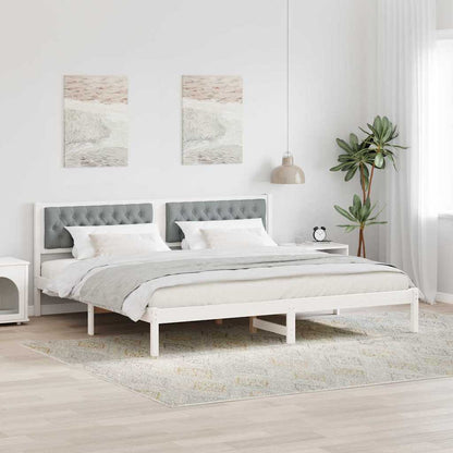Bed Frame Light Grey 200 x 200 cm Solid Pine Wood
