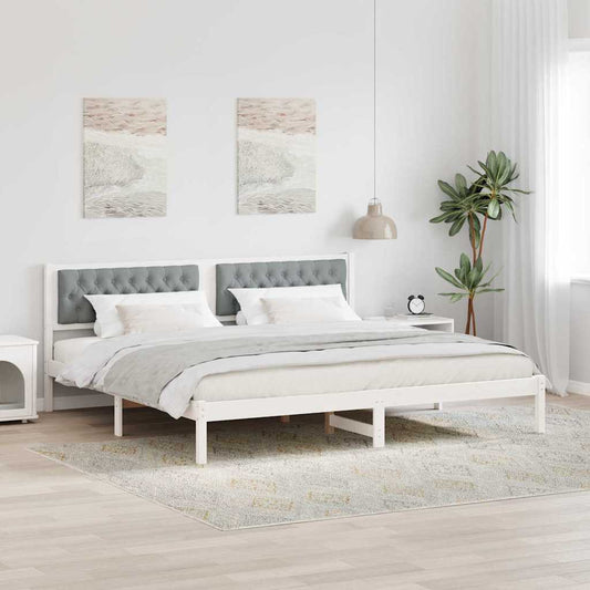 Bed Frame Light Grey 200 x 200 cm Solid Pine Wood