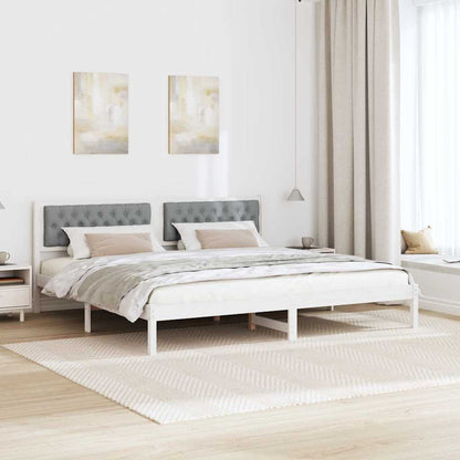 Bed Frame Light Grey 200 x 200 cm Solid Pine Wood