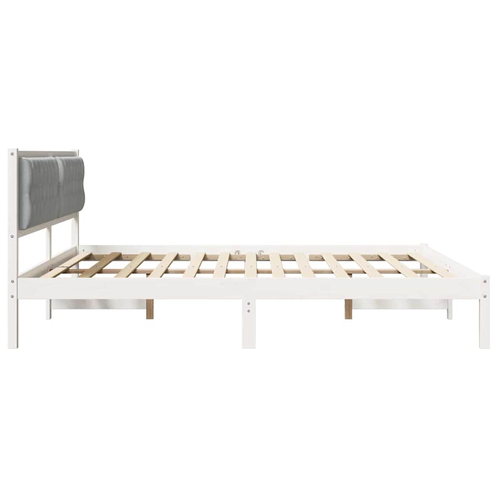 Bed Frame Light Grey 200 x 200 cm Solid Pine Wood